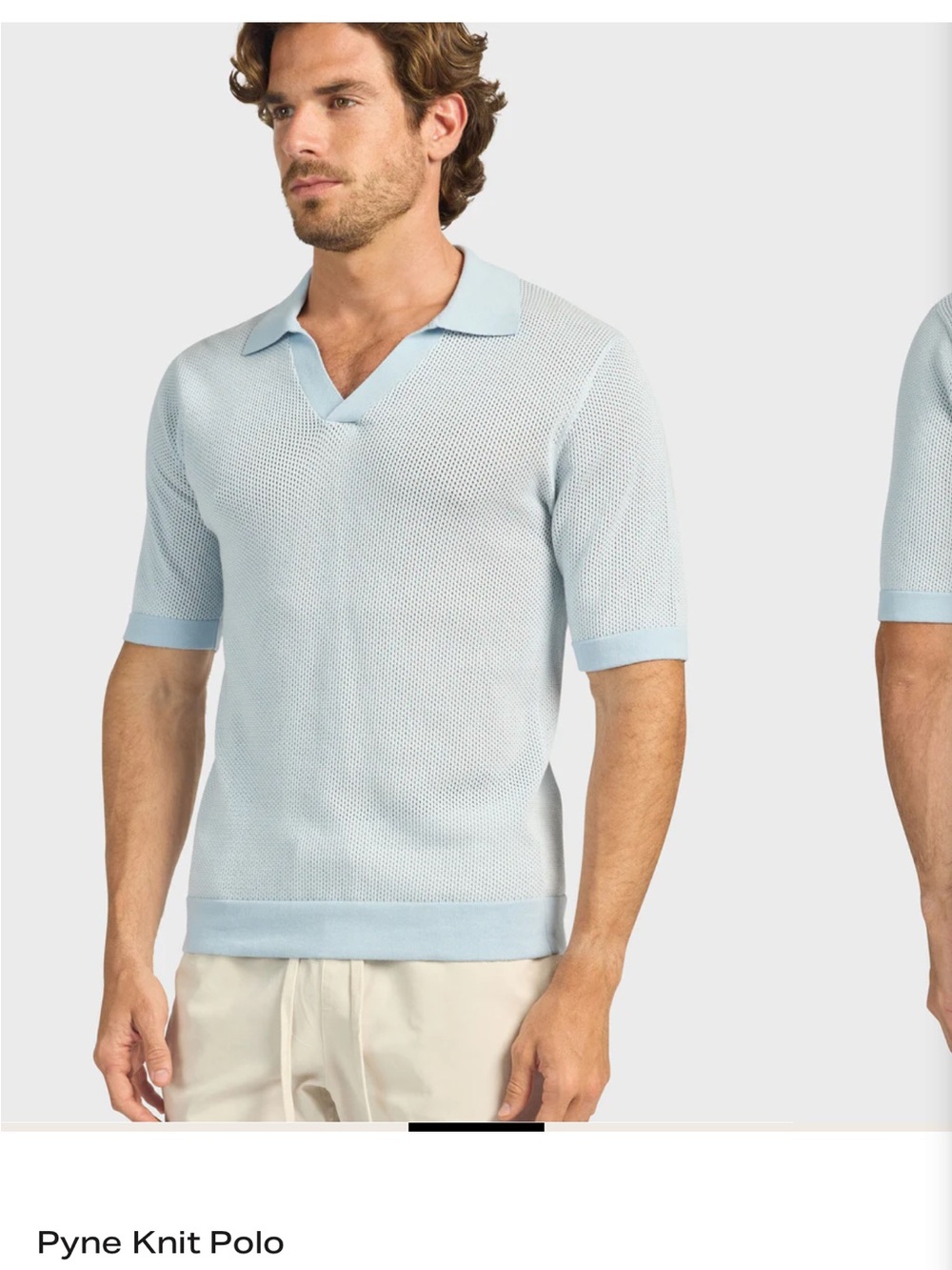 Pyne Knit Polo Shirt ,open neck- Light Blue silky Cotton, XL NWT - Picture 10 of 10